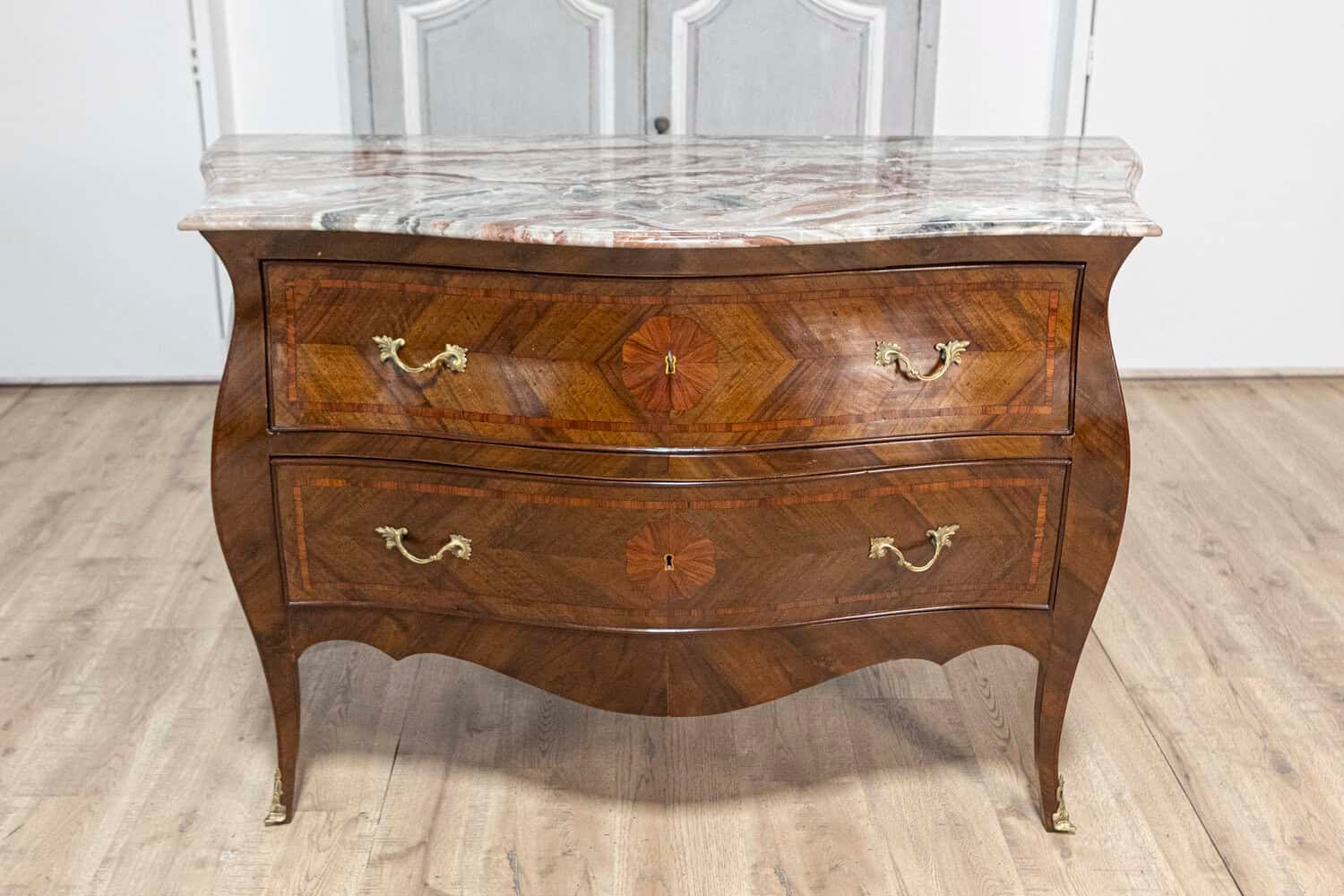 Pair of 20th Century Italian Marble top Commodes Circa 1900 - JAA