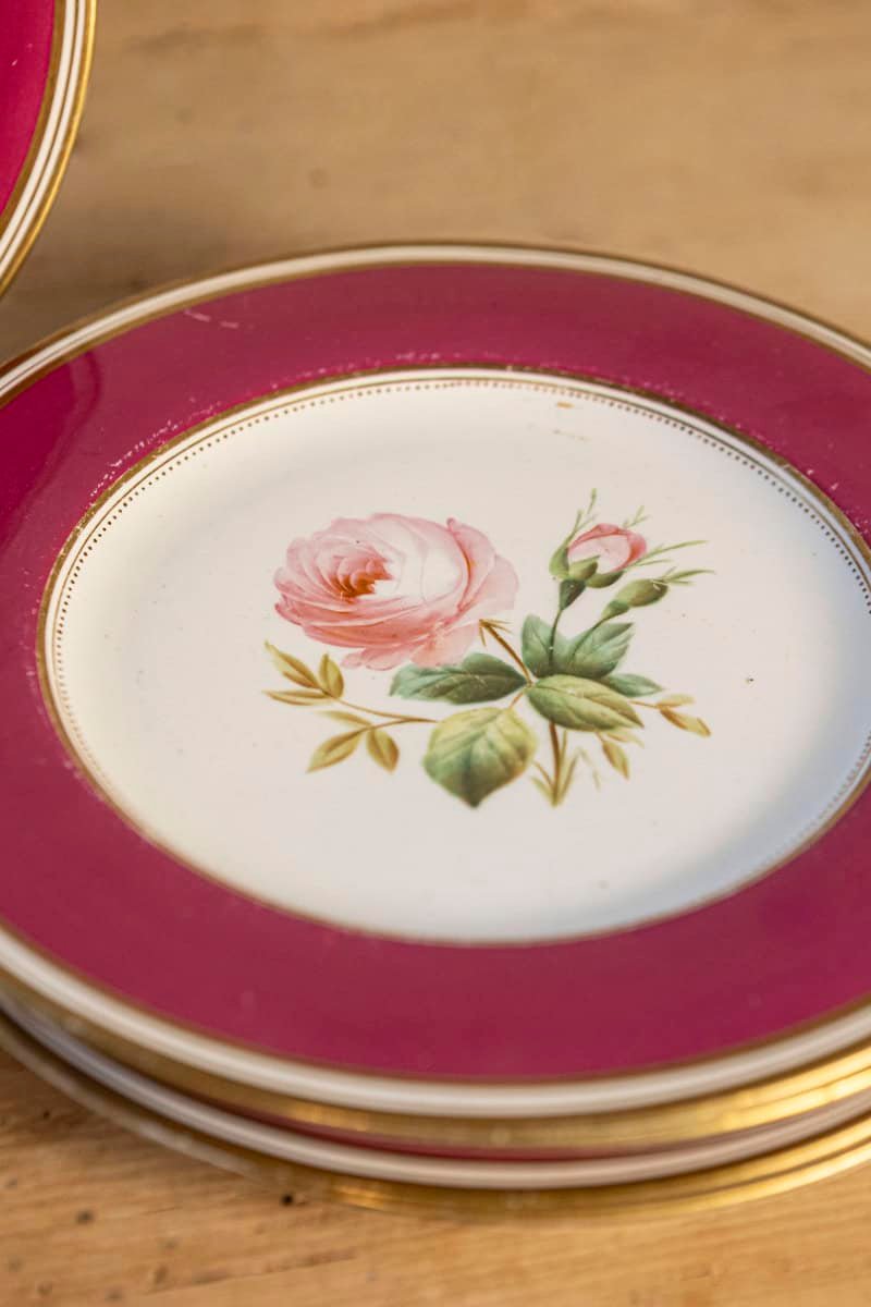 Louis-Philippe Paris Porcelain Fuschia Service Plates and Compotes, Sold Each - JAA