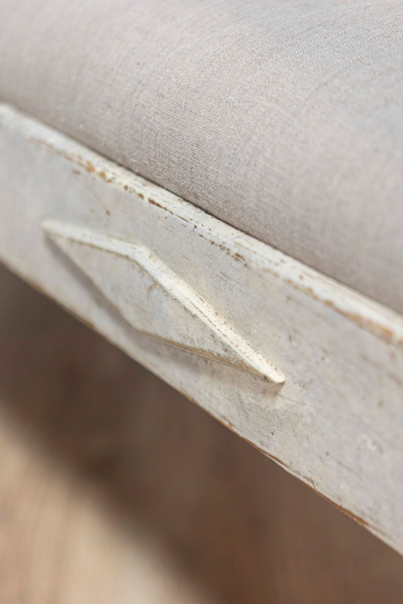 20th Century Swedish Gustavian Style Gray Painted Sofa Bench - JAA