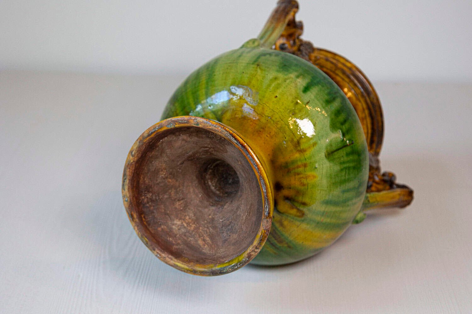 French Classical 19th Century Anduze Multi-Colored Glazed Vase with Swag Motifs - JAA