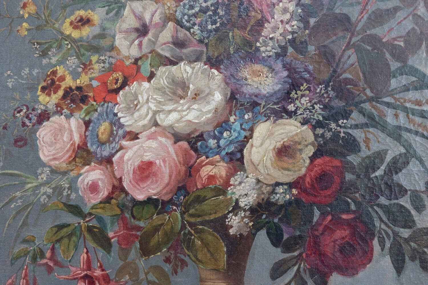 Italian Rococo 1770s Framed Still-Life Painting Depicting a Bouquet of Flowers - JAA