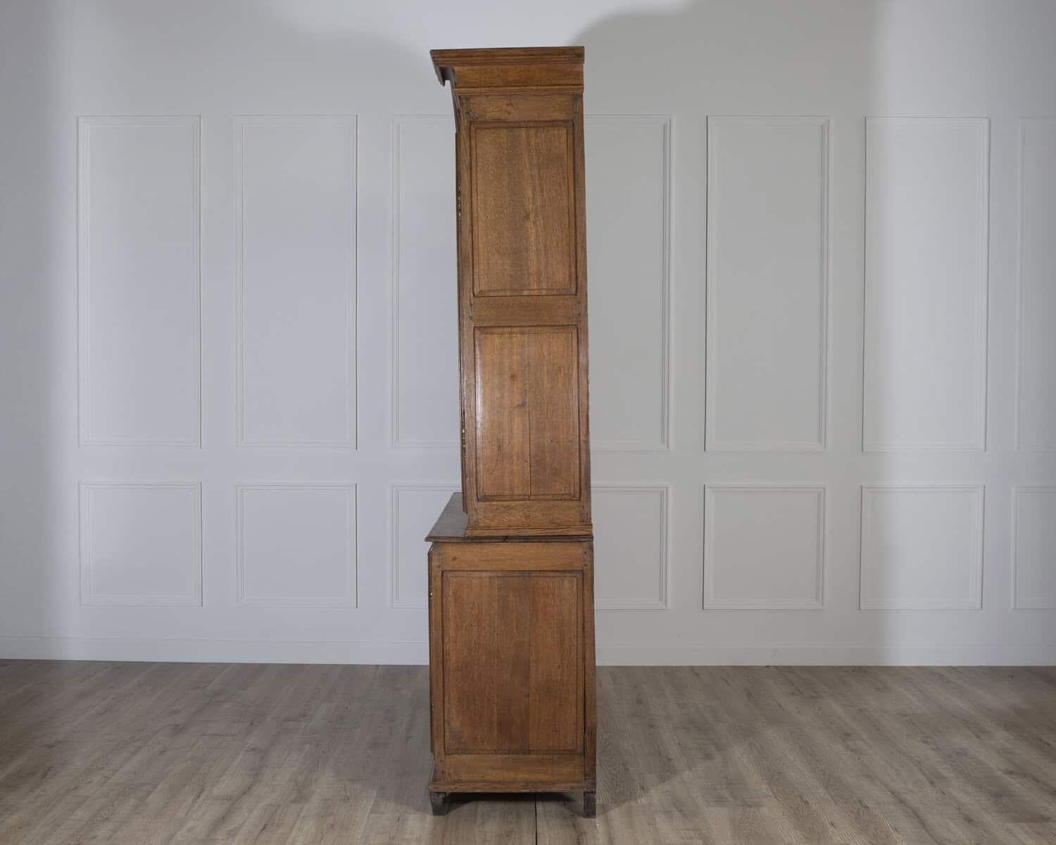 18th Century French Blond Oak Buffet Deux Corps with Molded Panels - JAA