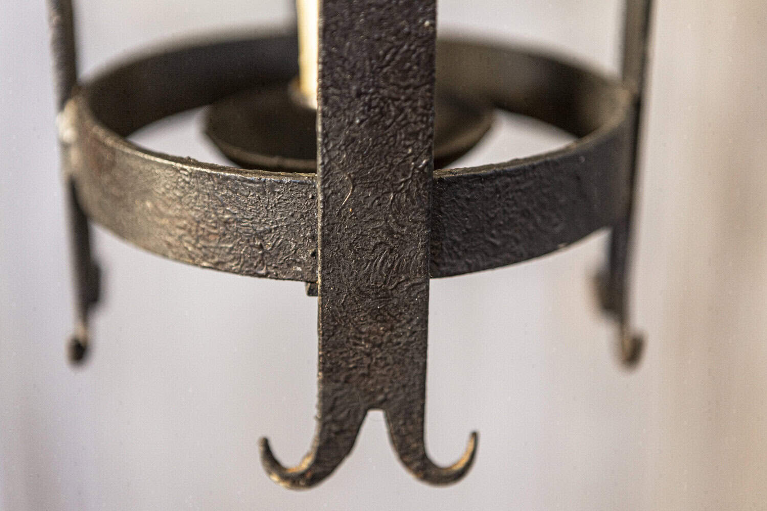 Pair of French Wrought-Iron Single Light Cylindrical Lanterns, Wired for the USA - JAA