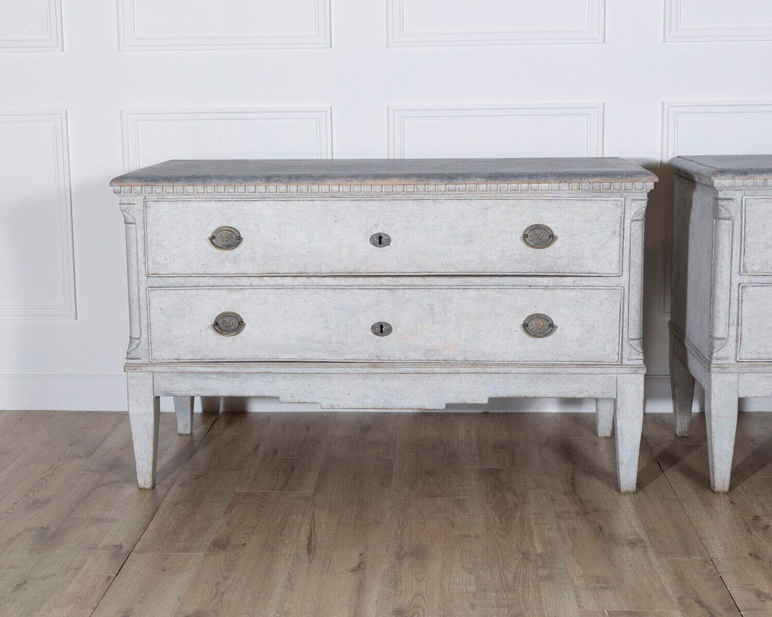 Pair of Danish Painted Chests of Drawers in Grey, circa Late 19th Century - JAA