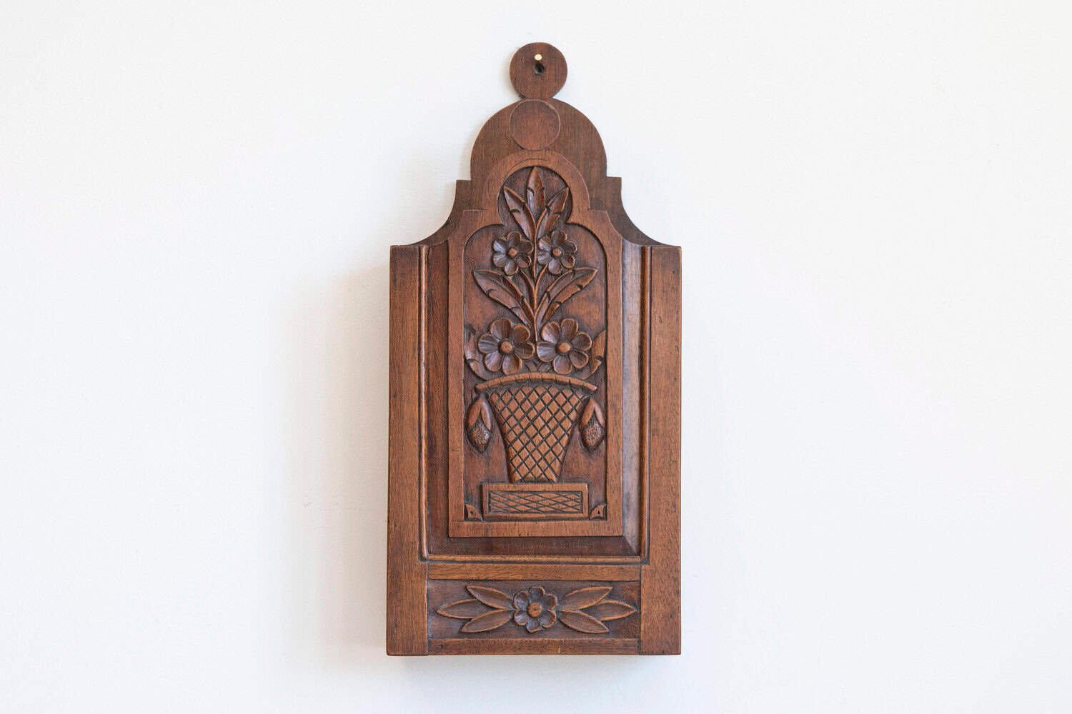 French 19th Century Carved Walnut Farinerio Decorative Box with Floral Décor - JAA