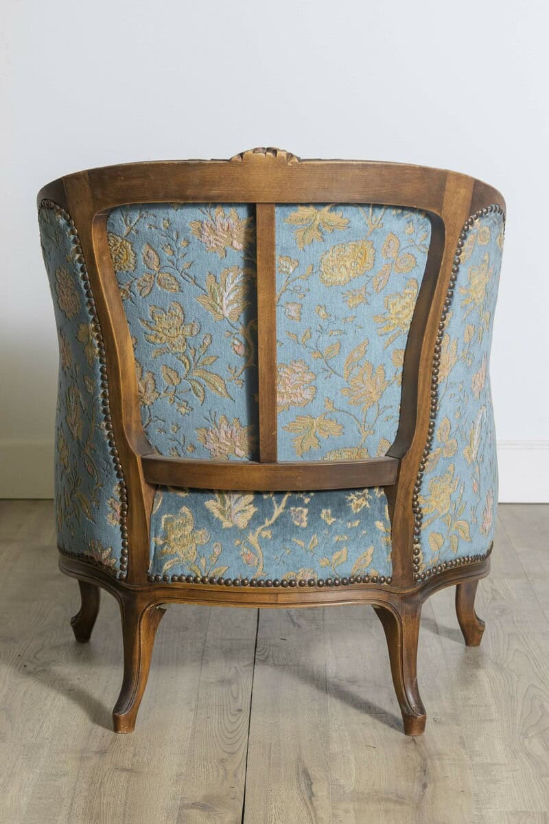 French Louis XV Style 19th Century Carved Walnut Bergères Chair - JAA