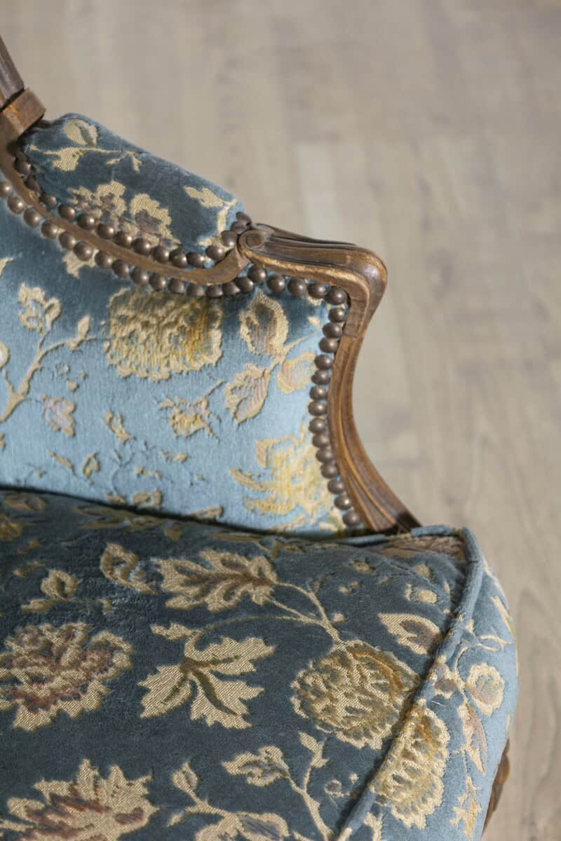 French Louis XV Style 19th Century Carved Walnut Bergères Chair - JAA