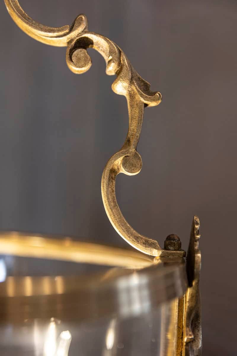 Elegant 20th Century French Gilt Brass Lantern with Curved Detailing - JAA