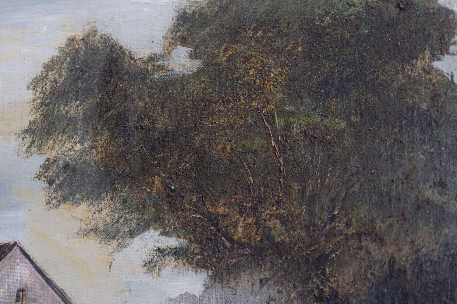 French Barbizon School Framed Oil on Canvas Pastoral Painting Signed Th. Linsyer - JAA