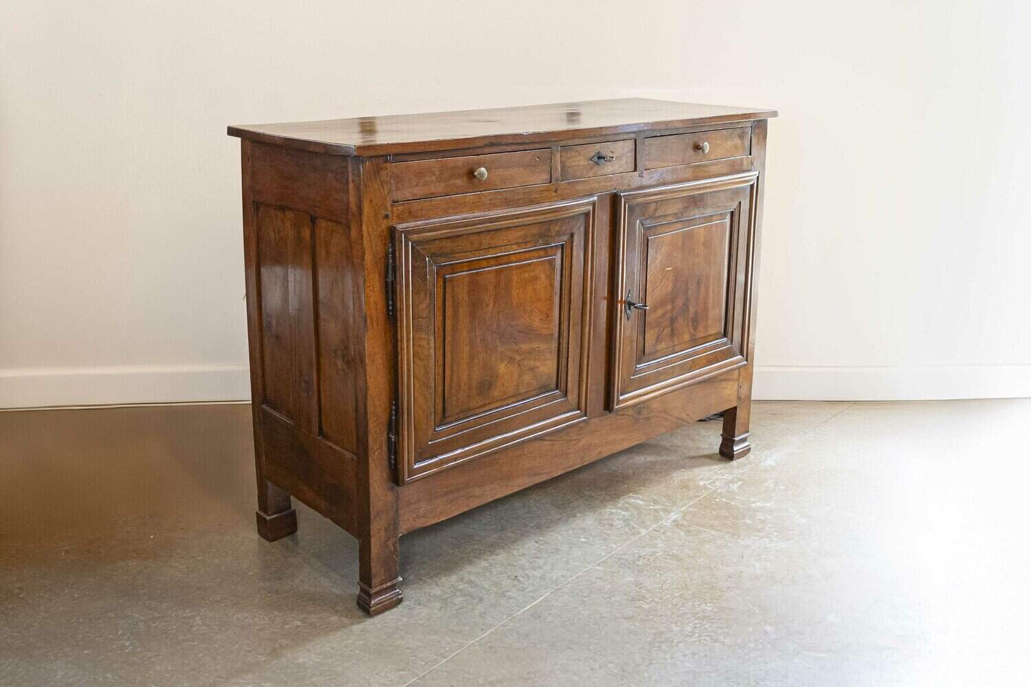 On Hold: Italian 19th Century Walnut Buffet with Three Drawers over Two Molded Doors - JAA