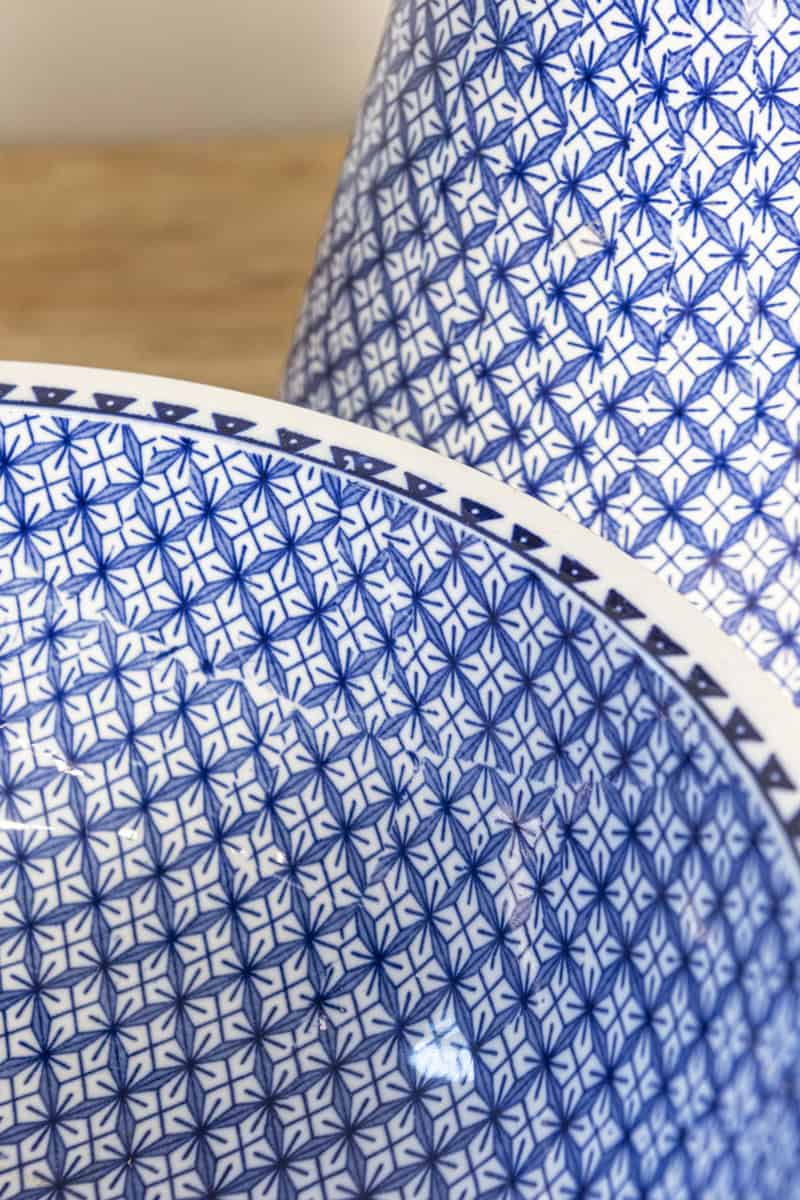 English Blue and White Brown-Westhead, Moore & Co. Valletta Pattern Washbasin - JAA