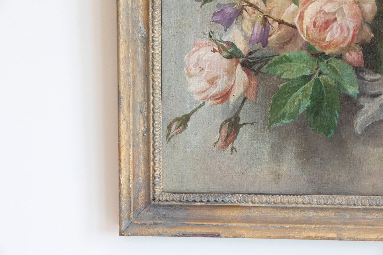 French 19th Century Aubusson Cartoon with Floral Decor Surrounding a Cherub - JAA