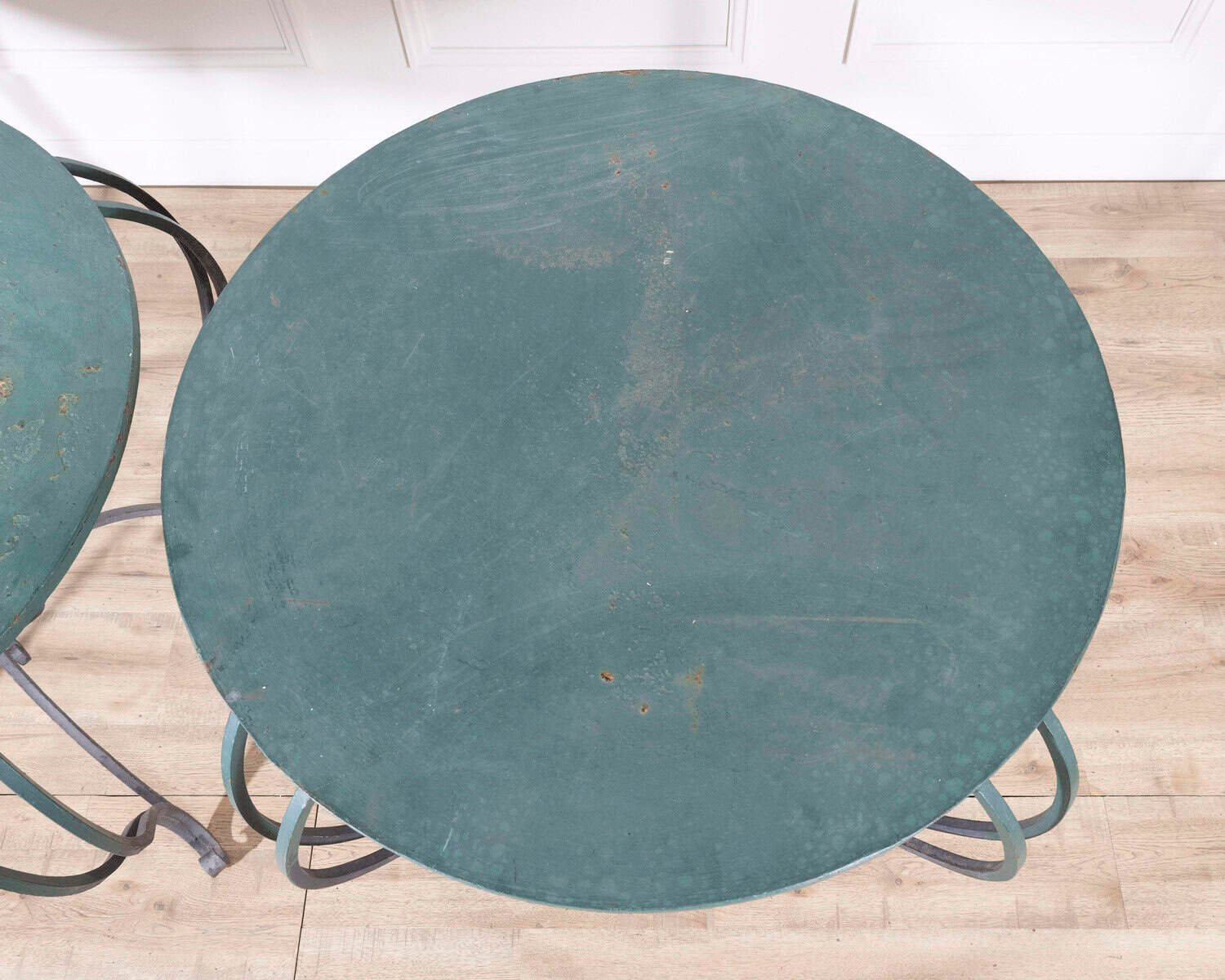 Pair of Late 19th / Early 20th-Century Lacquered Iron Round Tables - JAA
