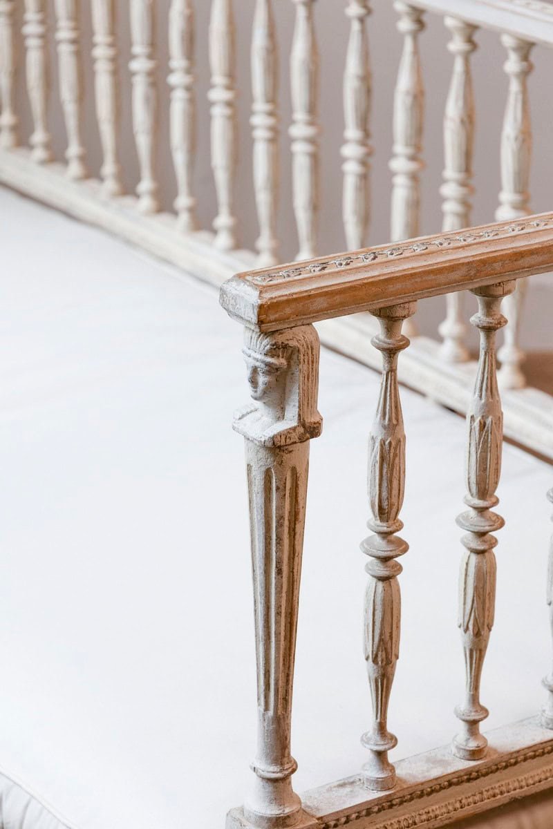 Swedish Egyptian Revival Period 1790s Painted Sofa with Carved Pharaonic Heads - JAA