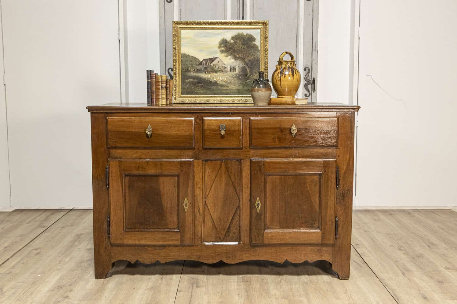 Italian Early 19th Century Walnut Three Drawers over Two Doors Buffet - JAA