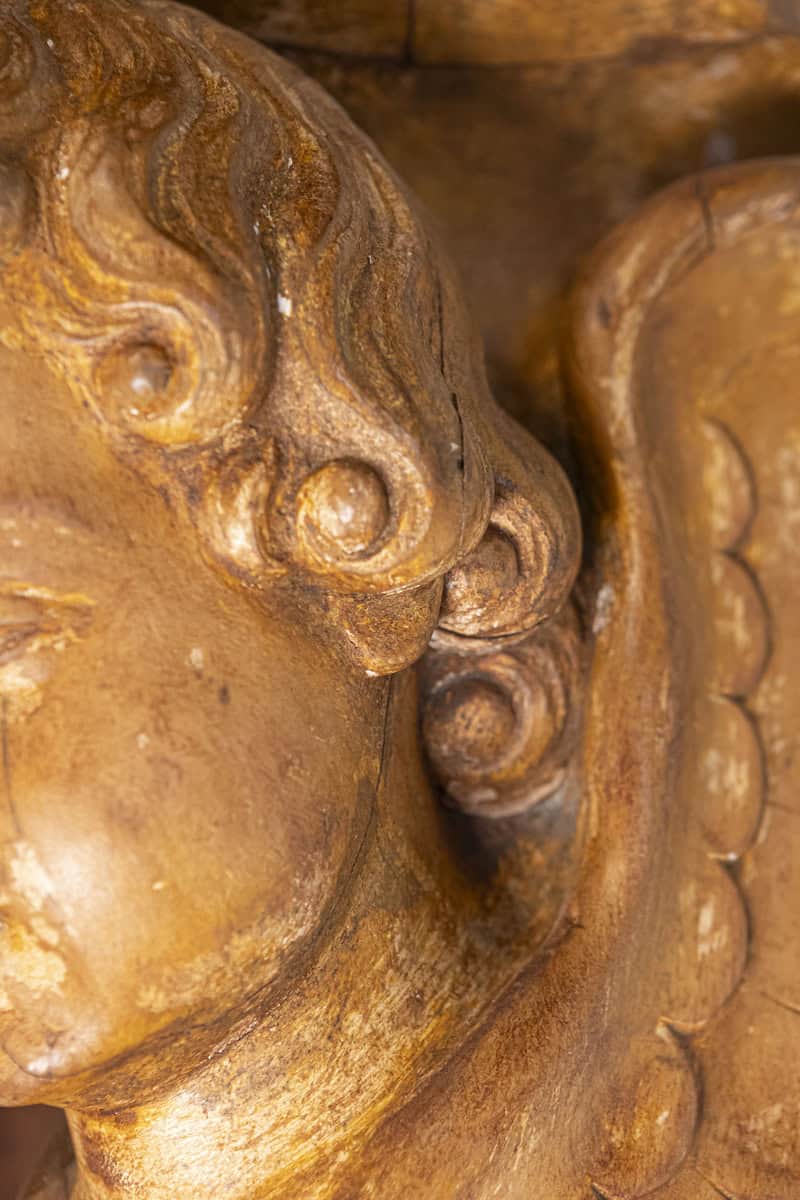 40% OFF at Checkout. Pair of French 19th Century Wooden Wall Brackets with Carved Cherubs - JAA
