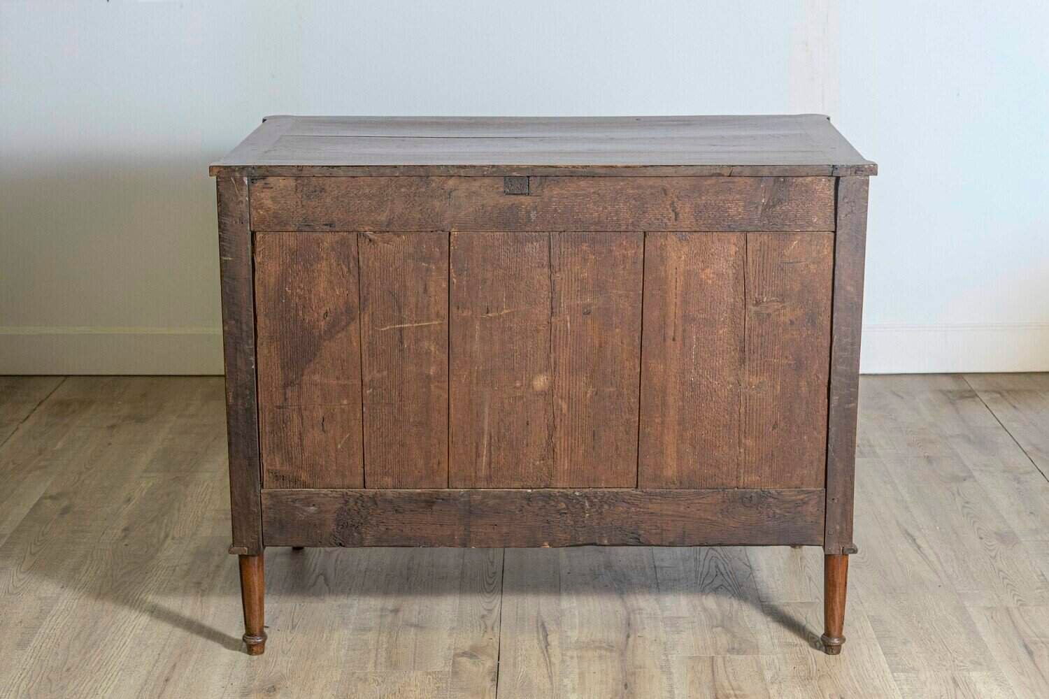 French Louis XVI Period 1790s Walnut Three Drawer Commode with Fluted Side Posts - JAA