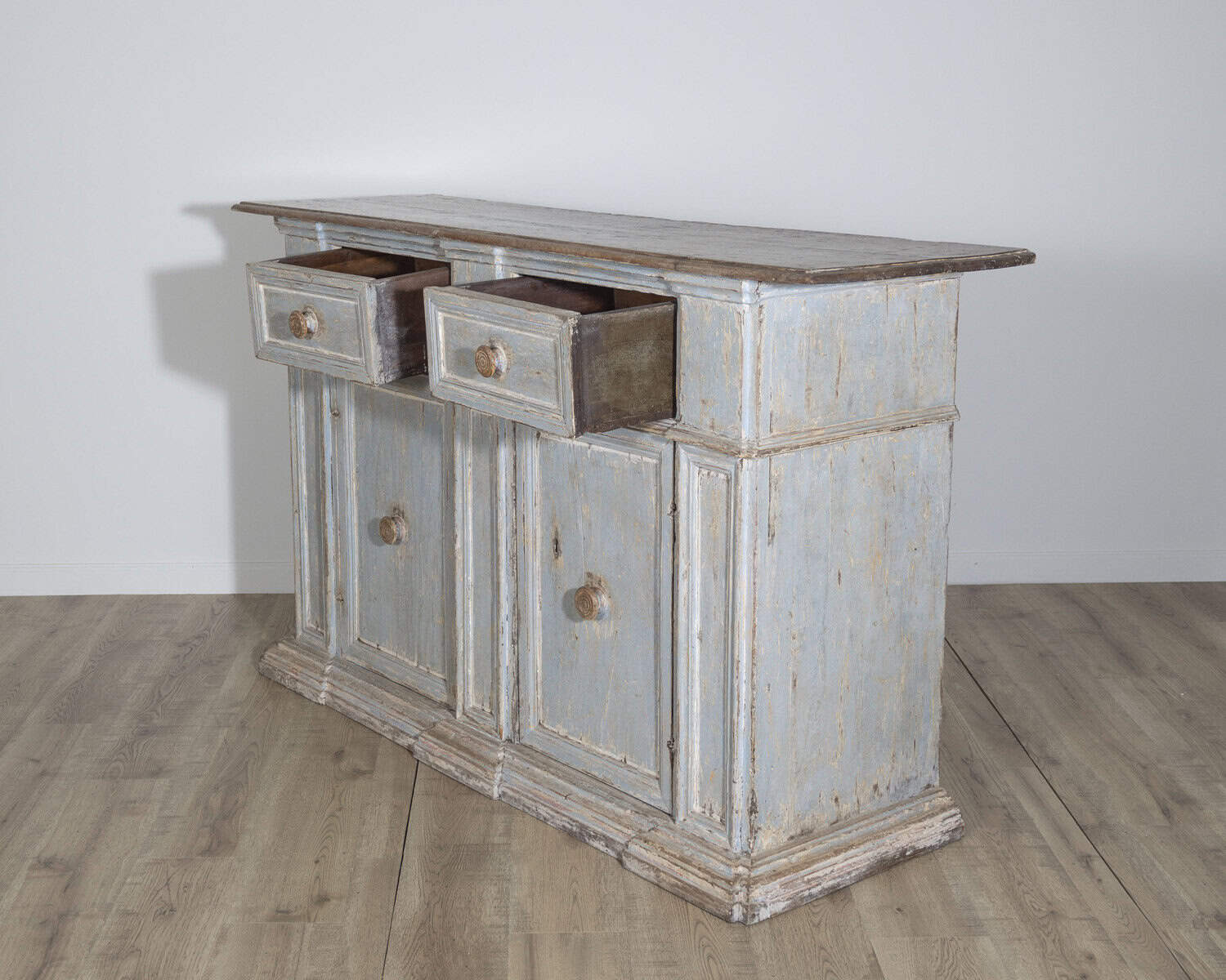 18th Century Italian Painted Sideboard from Umbria with Walnut Top - JAA