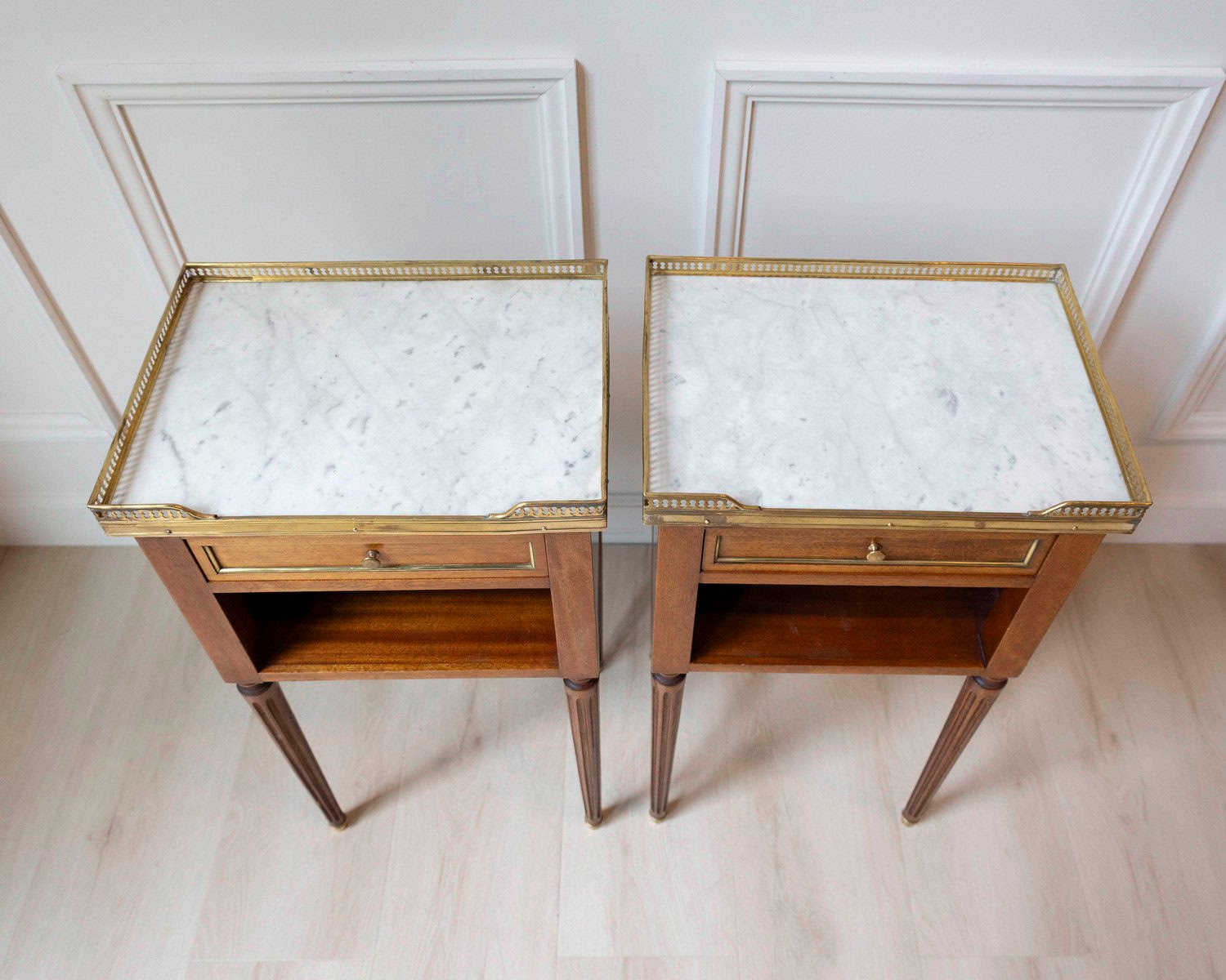 Pair Of Louis XVI Style Bedside Tables - JAA