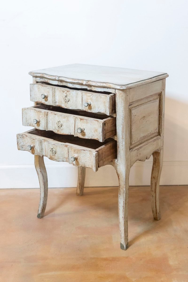 40% OFF at Checkout.  French 1880s Rococo Style Three-Drawer Bedside Chest with Serpentine Front - JAA