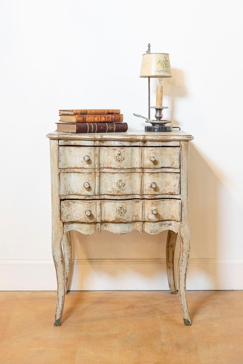 40% OFF at Checkout.  French 1880s Rococo Style Three-Drawer Bedside Chest with Serpentine Front - JAA