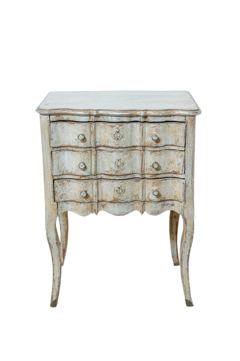 40% OFF at Checkout.  French 1880s Rococo Style Three-Drawer Bedside Chest with Serpentine Front