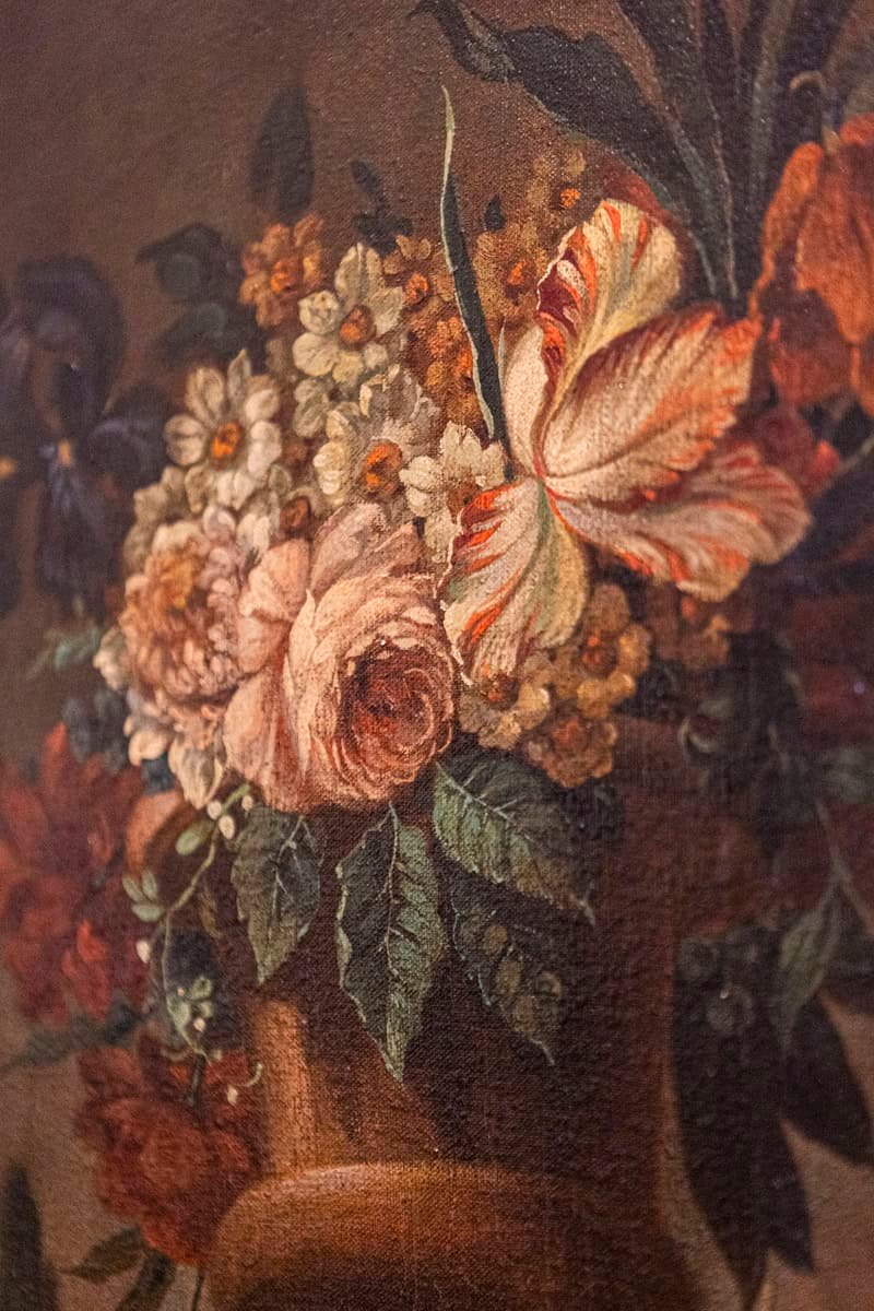 French 18th Century Framed Still-Life Oil Painting with Bouquet and Parakeet - JAA