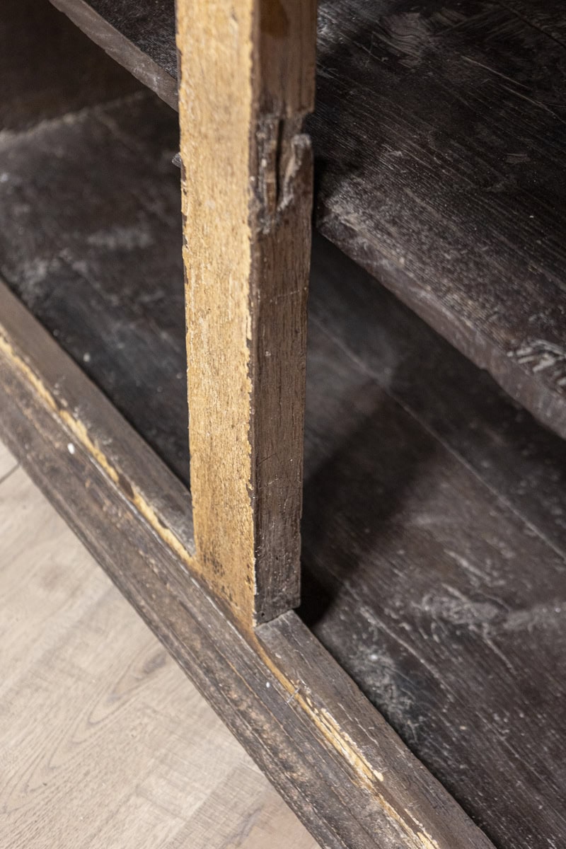 17th Century Italian Distressed Paint Wooden Buffet with Carved Diamond Motifs - JAA