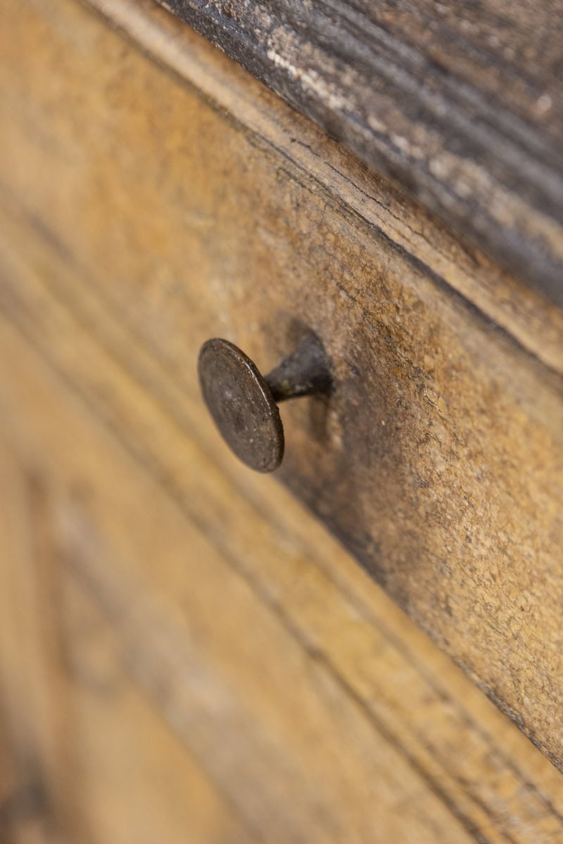 17th Century Italian Distressed Paint Wooden Buffet with Carved Diamond Motifs - JAA
