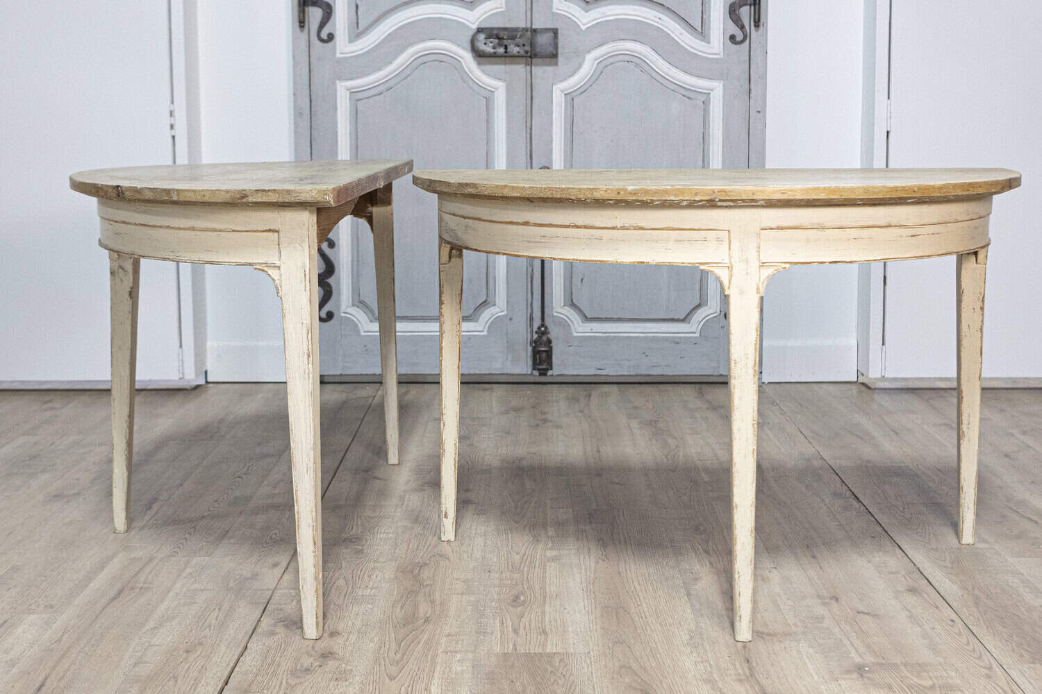 Pair of 19th Century Swedish Demi Lune Console Tables - JAA