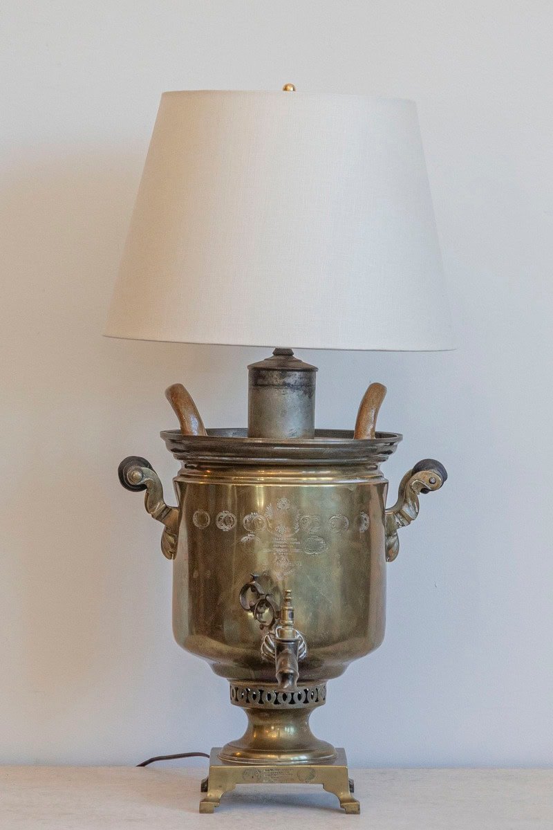 Late 19th Century Russian Brass Samovar Lamp - JAA