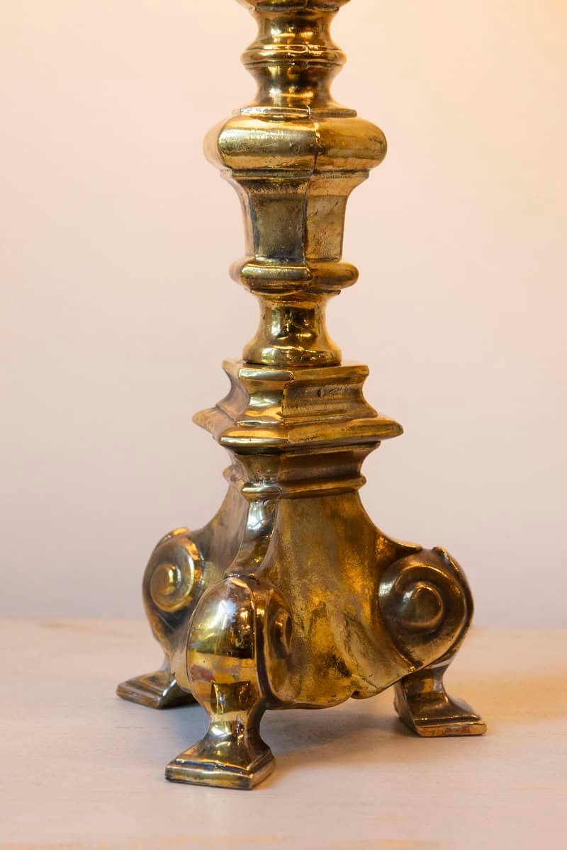 19th Century French Brass Table Lamp with Sculptural Tripod Base - JAA