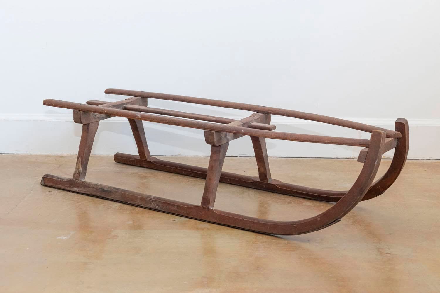 Rustic 19th Century French Wooden Sled with Weathered Patina and Curving Base - JAA