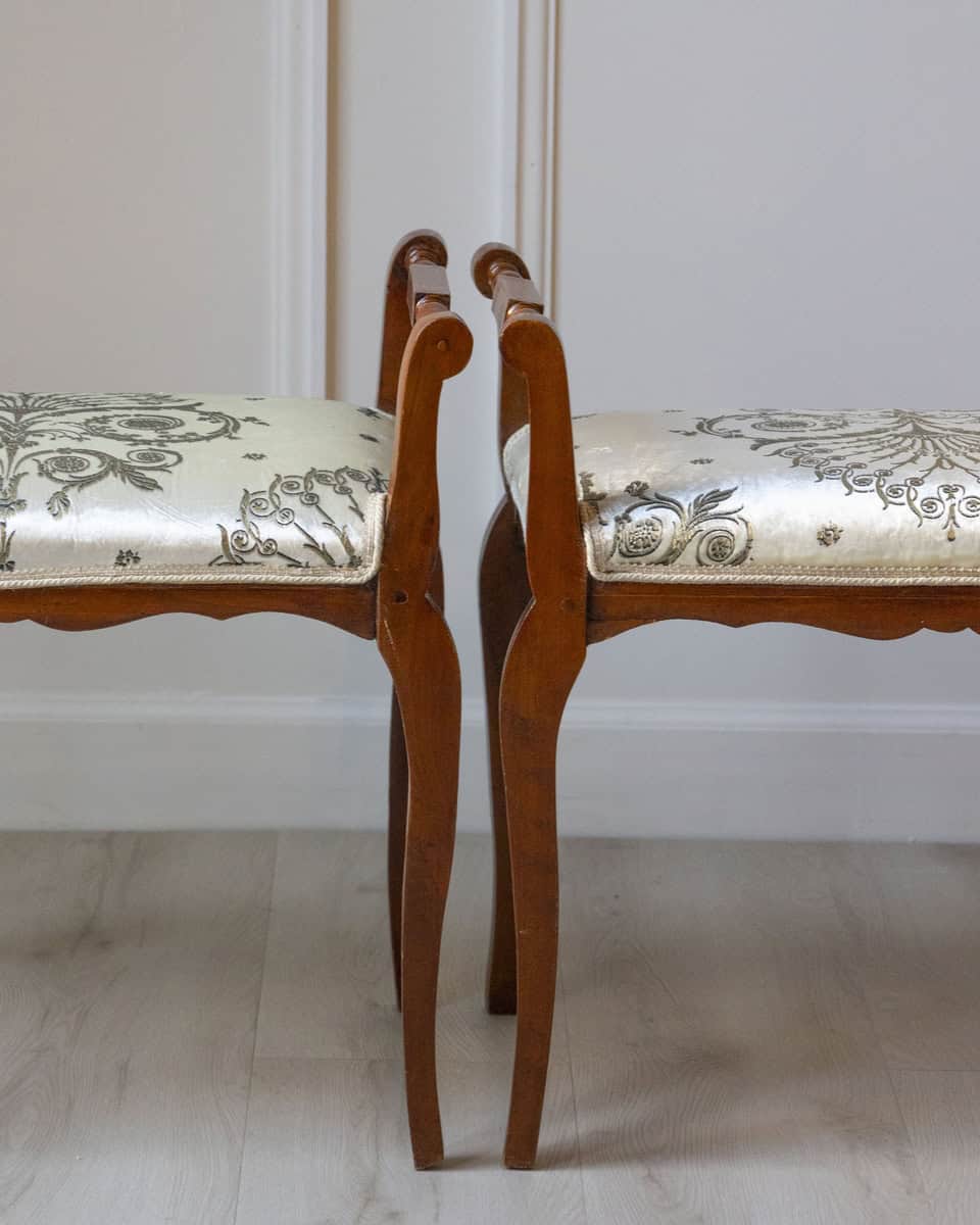 Pair of Italian Cherry Vanity Stools, Napoleon III Period, Mid-19th Century - JAA