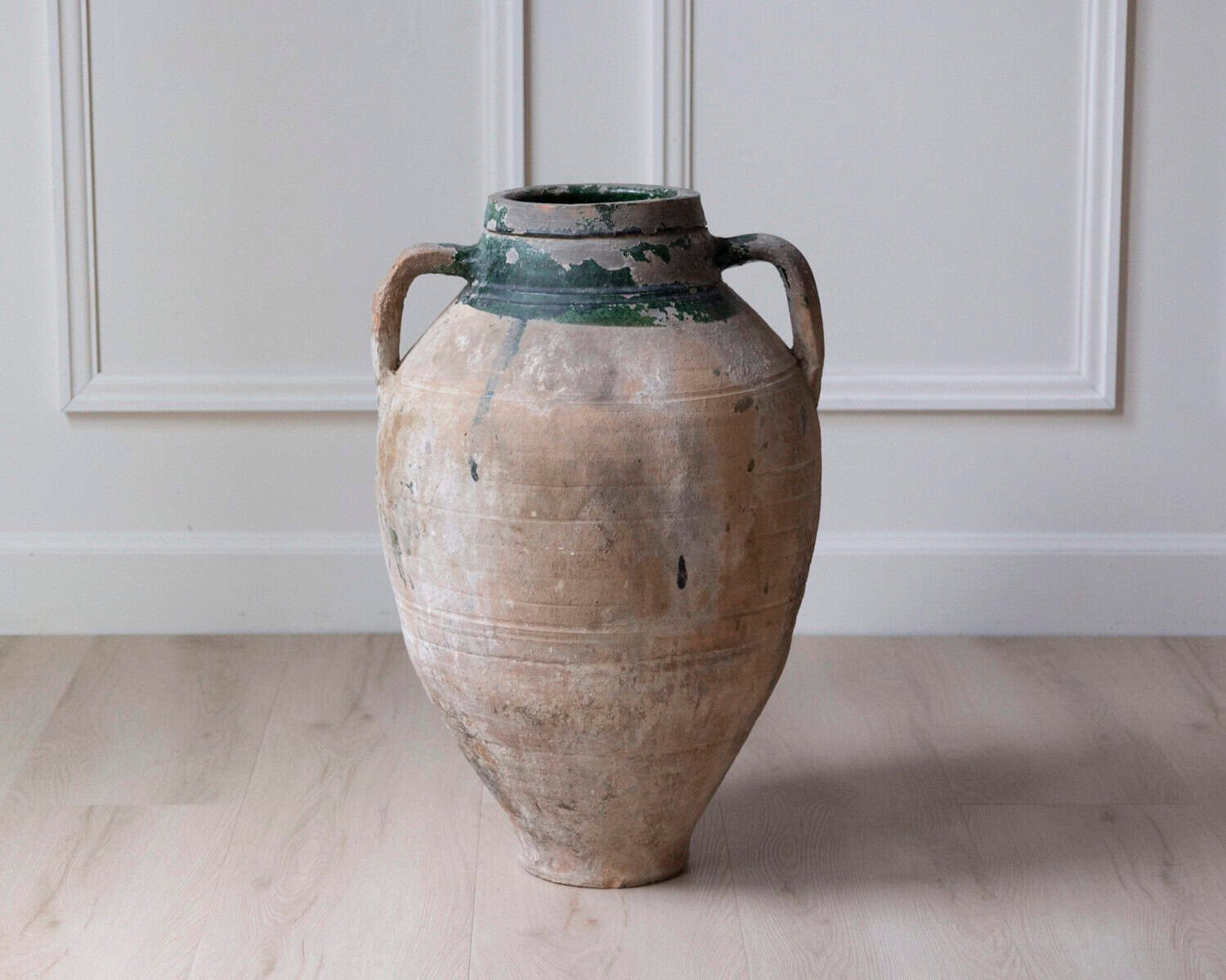 19th Century Balkan Terracotta Jar with Green Drip Glaze - JAA