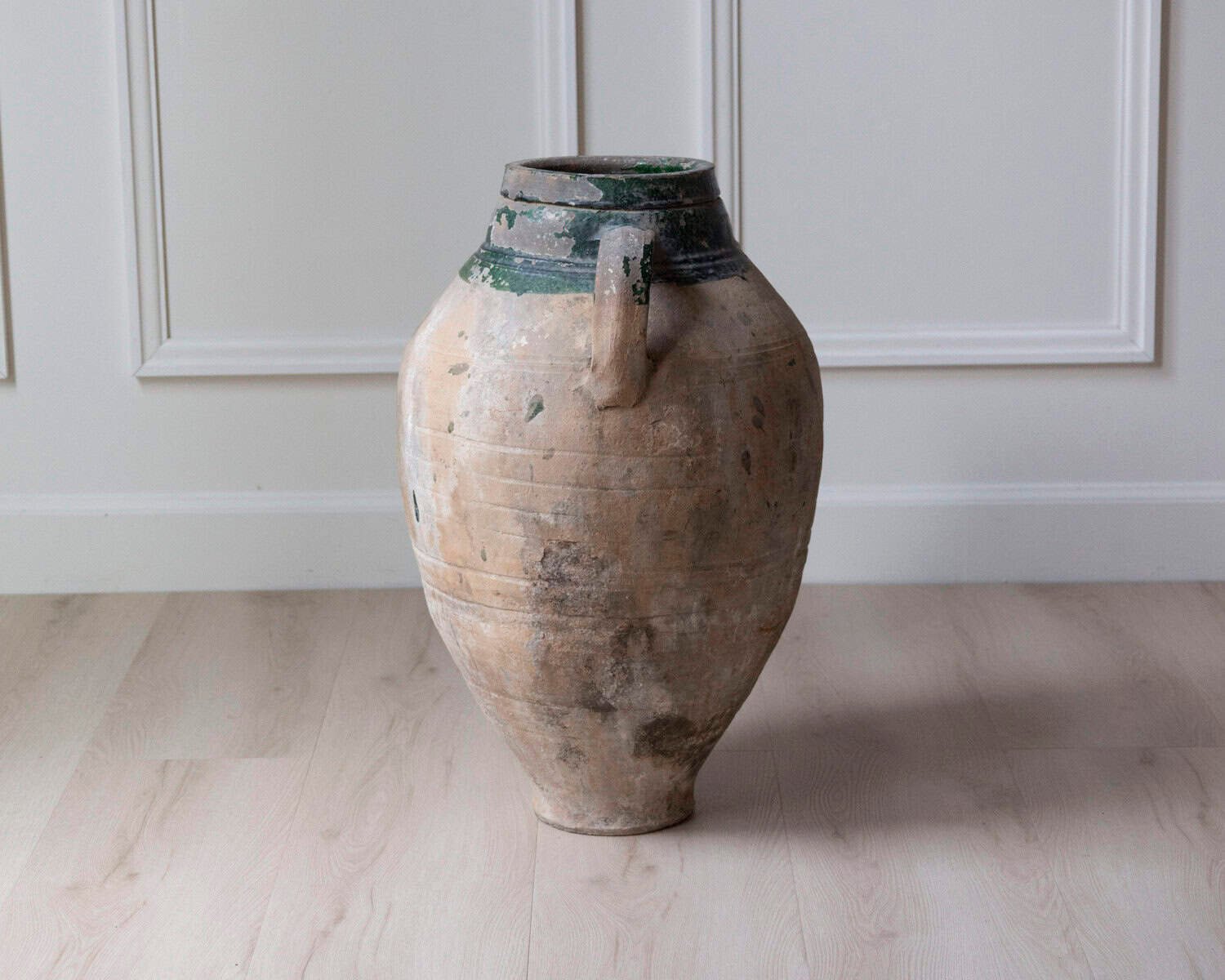 19th Century Balkan Terracotta Jar with Green Drip Glaze - JAA