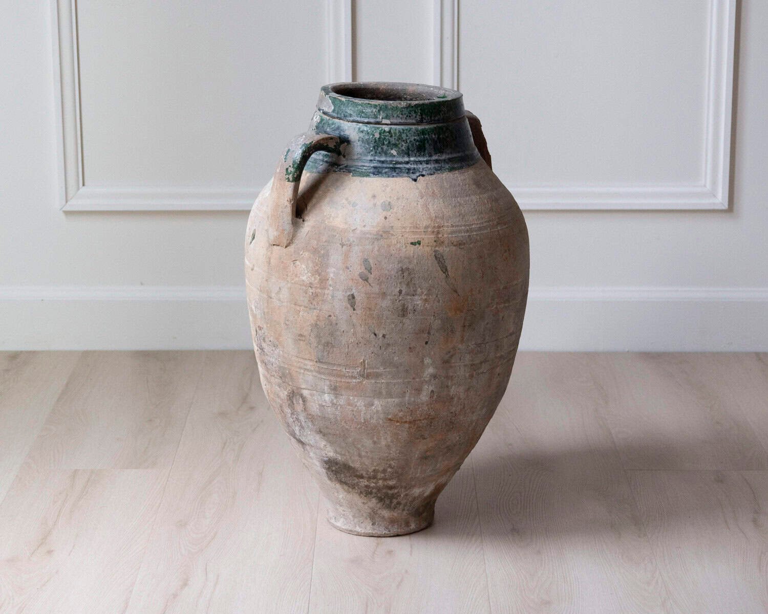19th Century Balkan Terracotta Jar with Green Drip Glaze - JAA