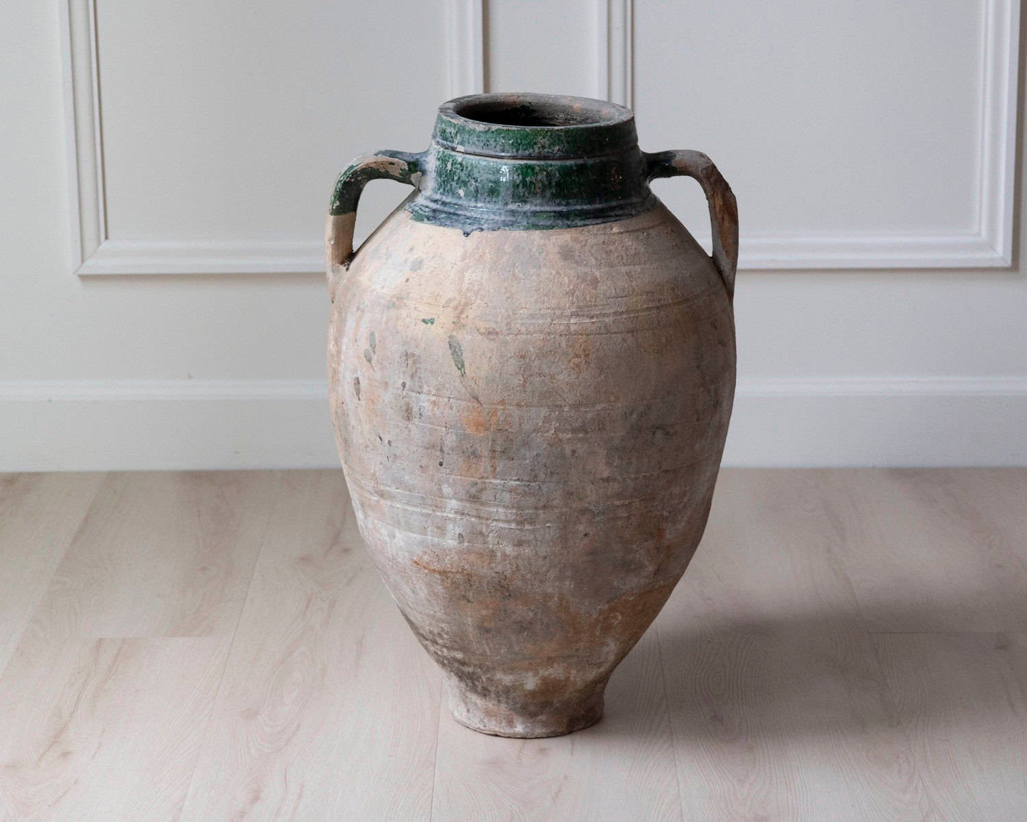19th Century Balkan Terracotta Jar with Green Drip Glaze - JAA