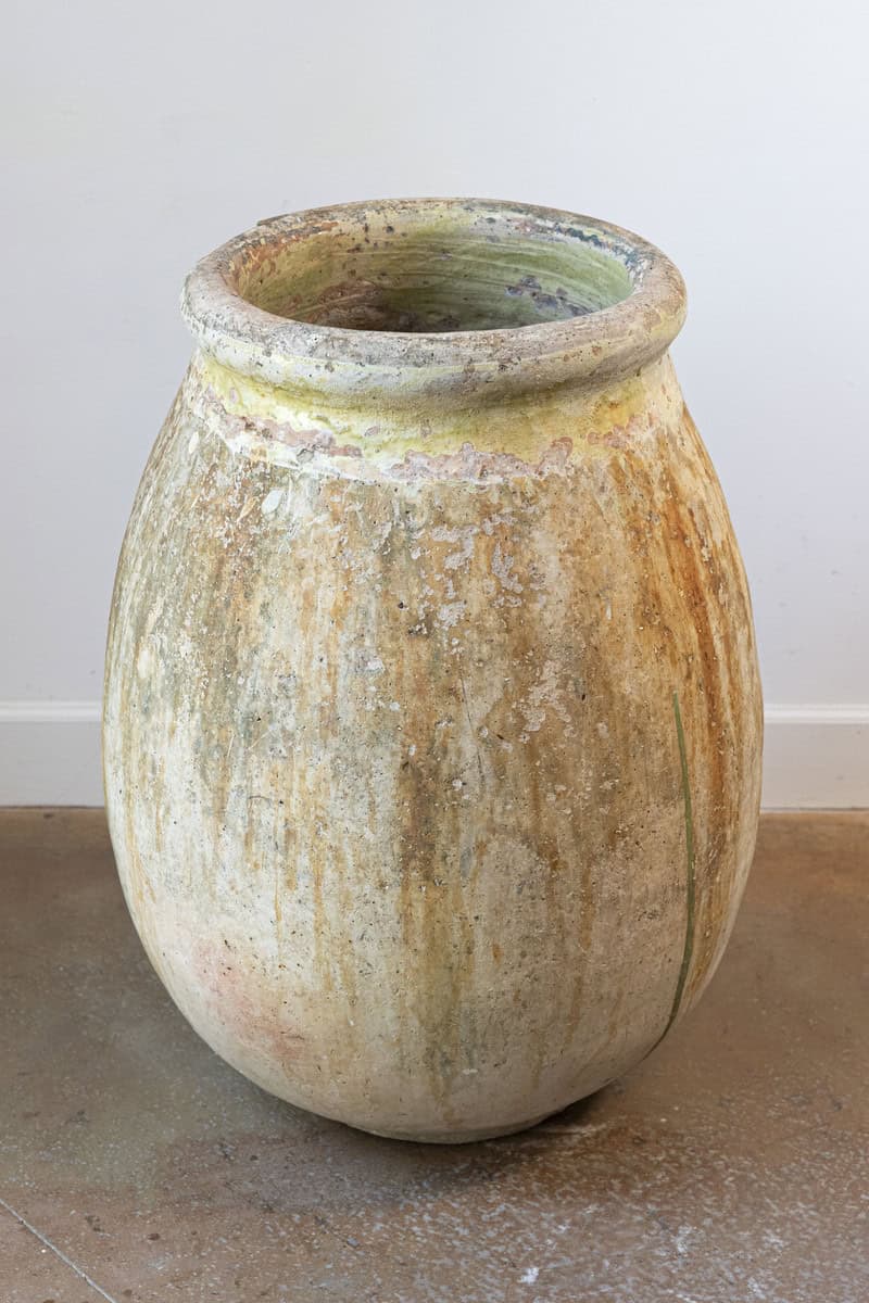Large Size French Provincial 19th Century Glazed Terracotta Biot Olive Oil Jar - JAA