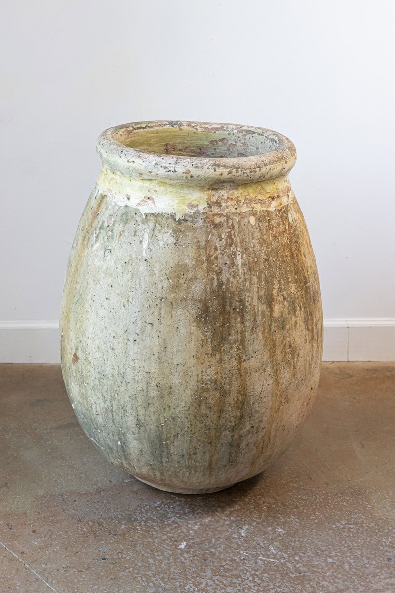 Large Size French Provincial 19th Century Glazed Terracotta Biot Olive Oil Jar - JAA