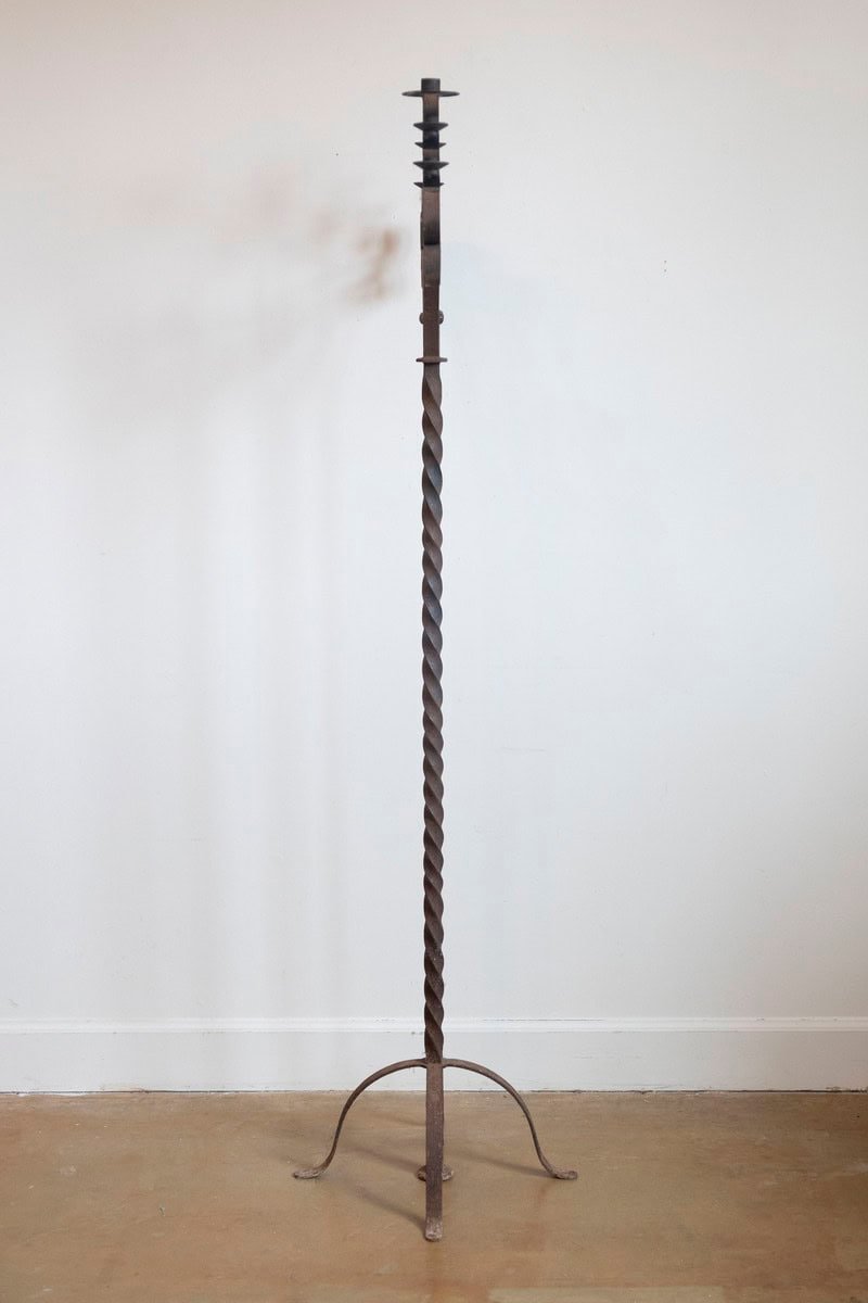 French Turn of the Century Iron Floor Standing Candelabra with Five Prickets - JAA