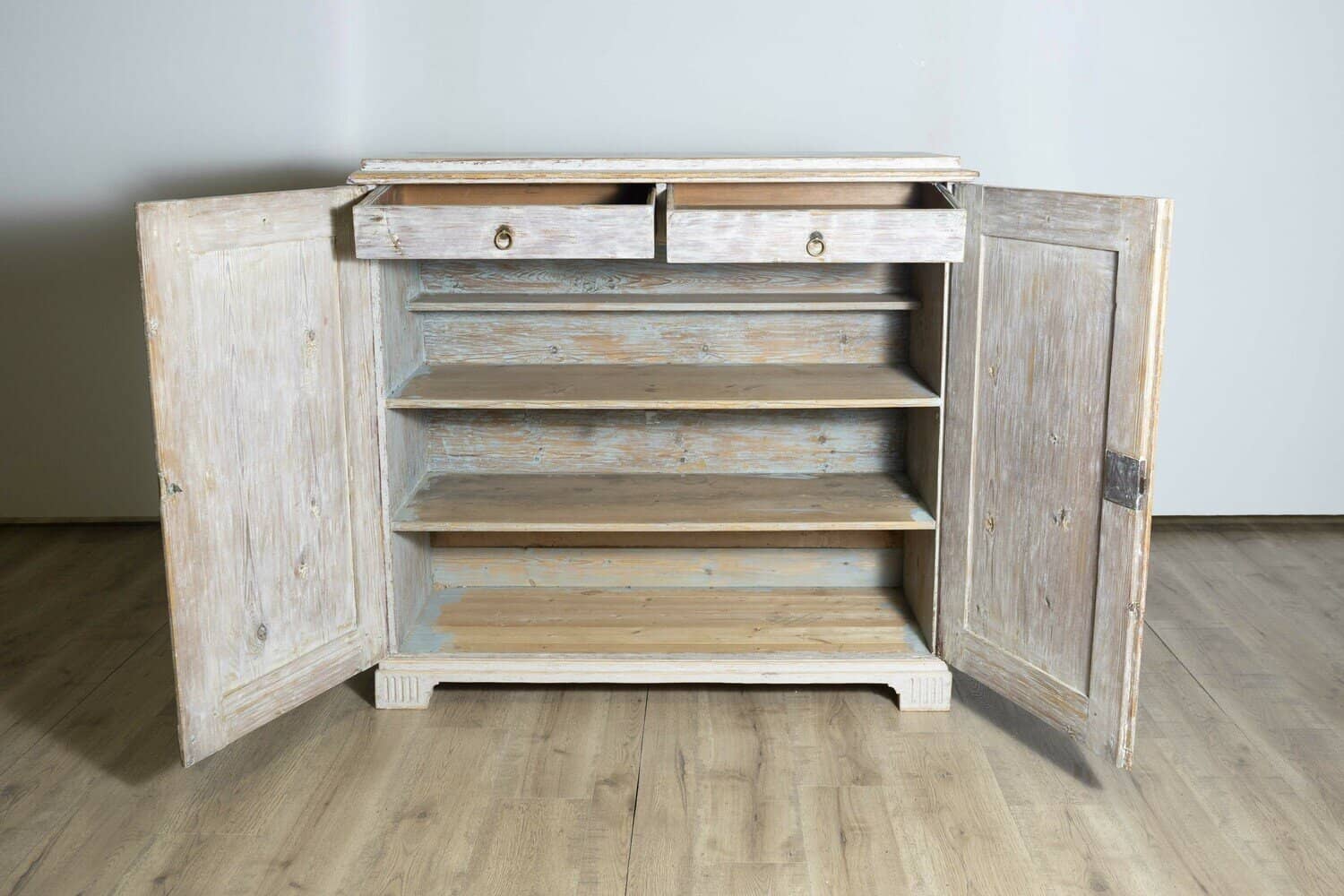 1820s Late Gustavian Period Swedish Buffet with Carved Reeded Diamond Motifs - JAA