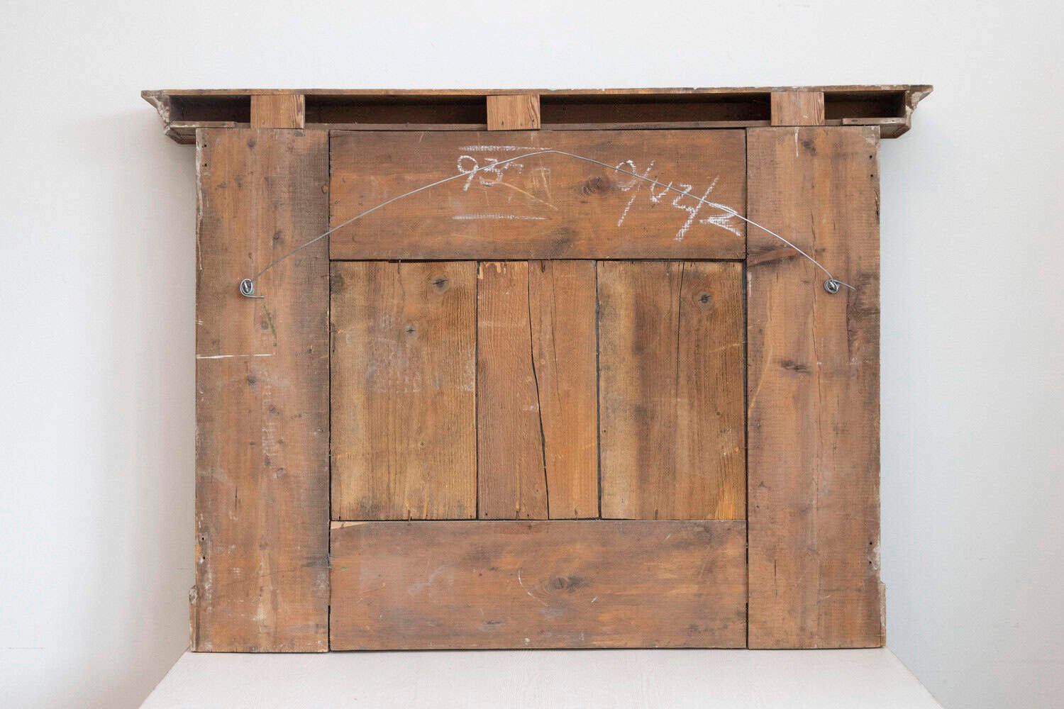 English 1780s Georgian Period Pine Mirror with Original Glass and Carved Swags - JAA