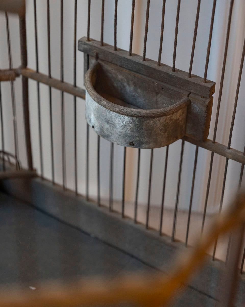 Late 19th-Century Green-Painted Wooden Birdcage - JAA