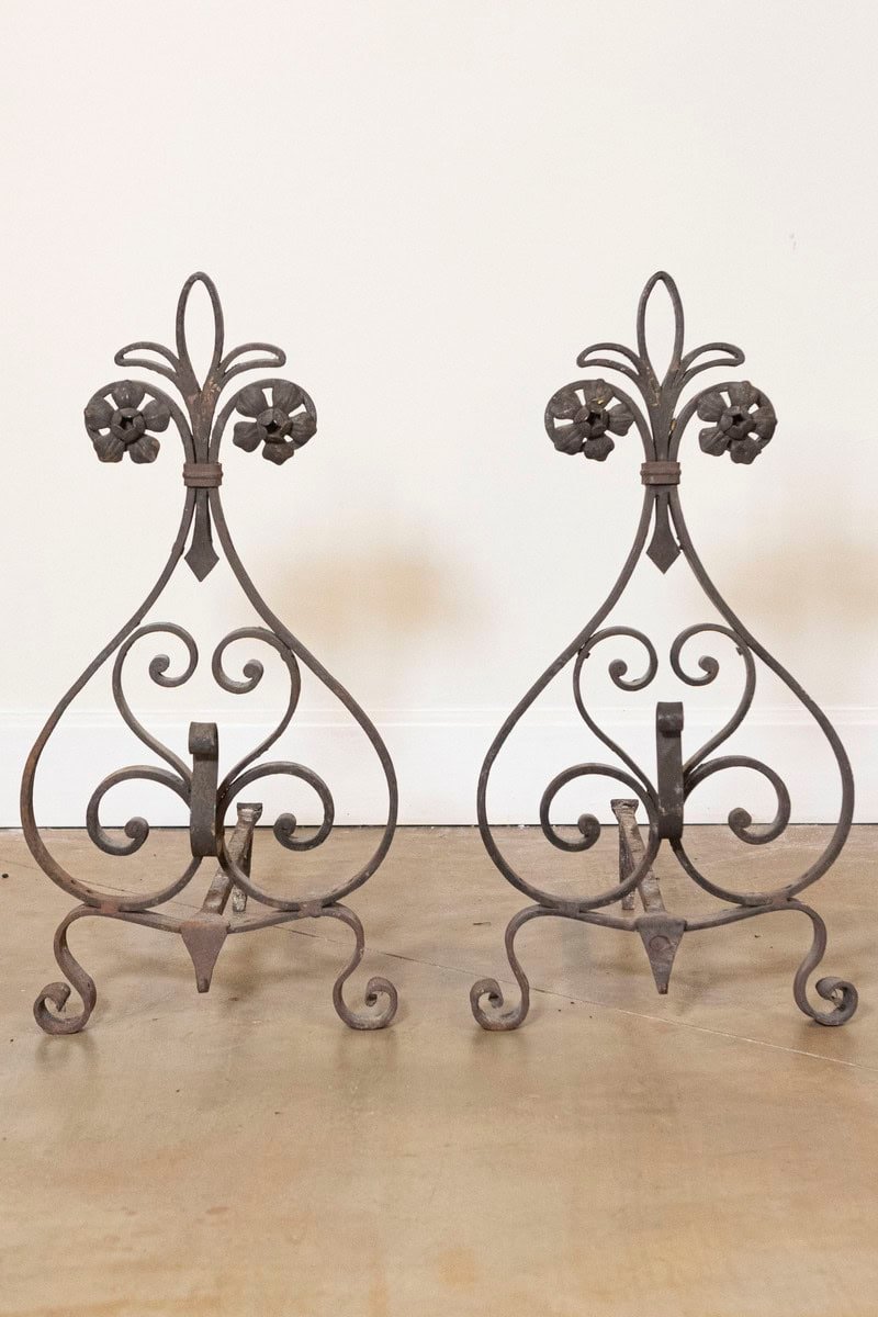 Pair Of 19th Century French Andirons Circa 1860 - JAA