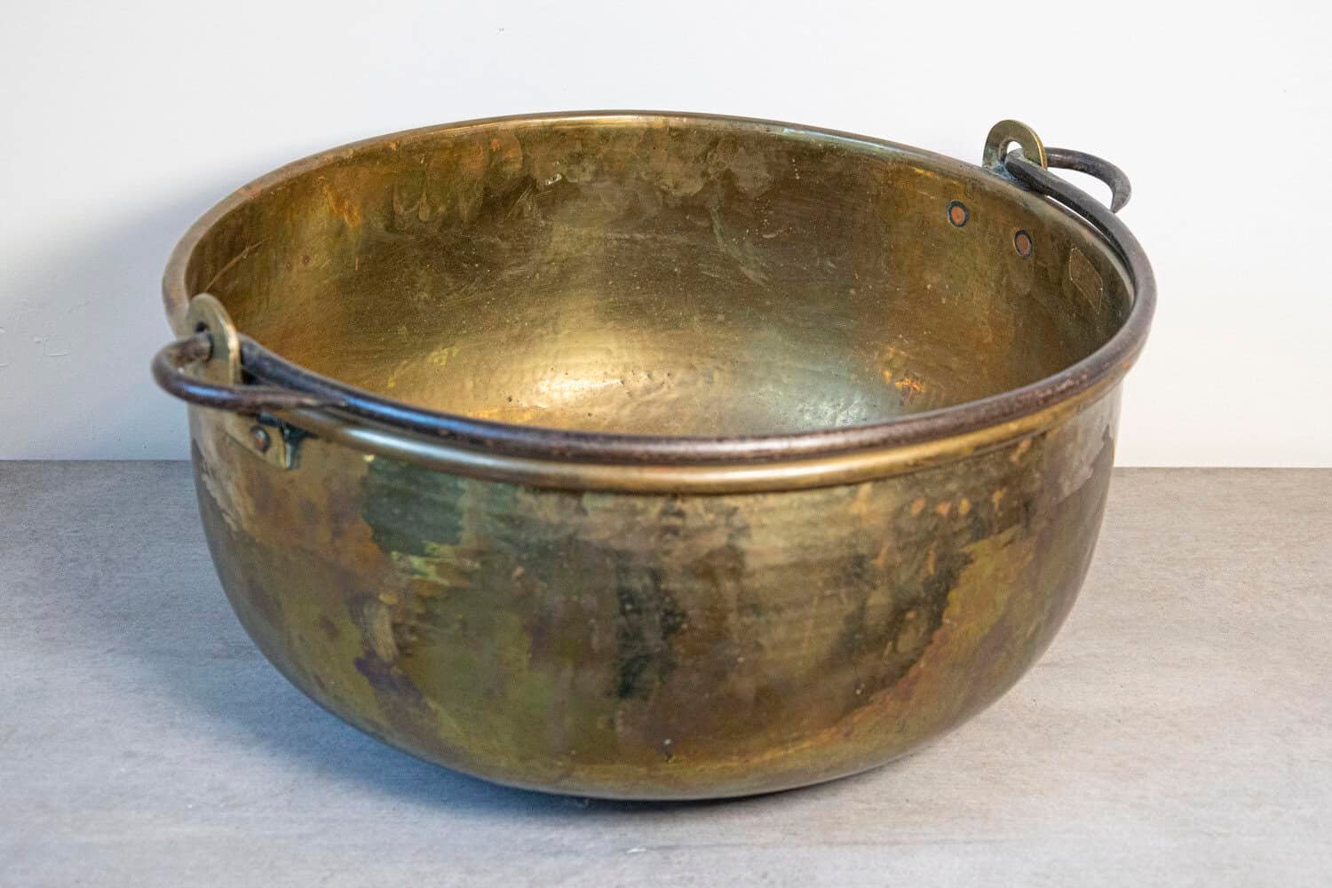 Large English Victorian Period Late 19th Century Brass Vessel with Handle - JAA