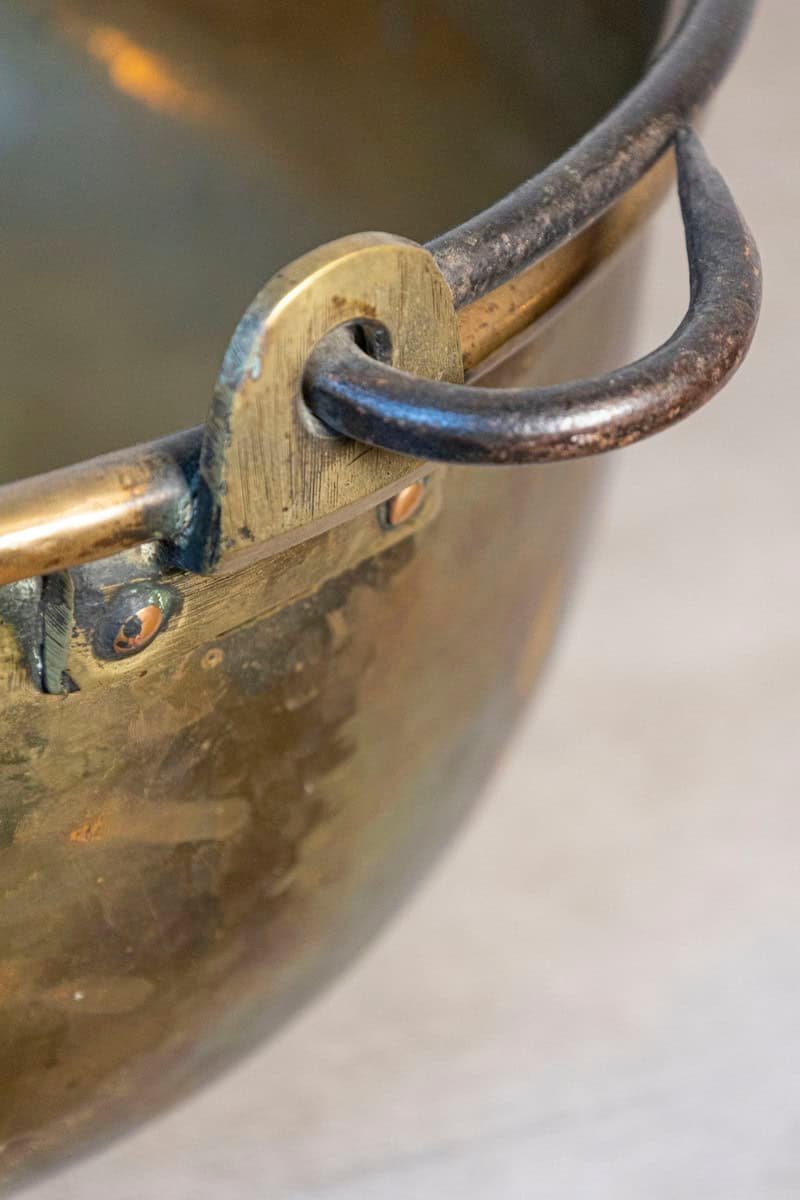 Large English Victorian Period Late 19th Century Brass Vessel with Handle - JAA