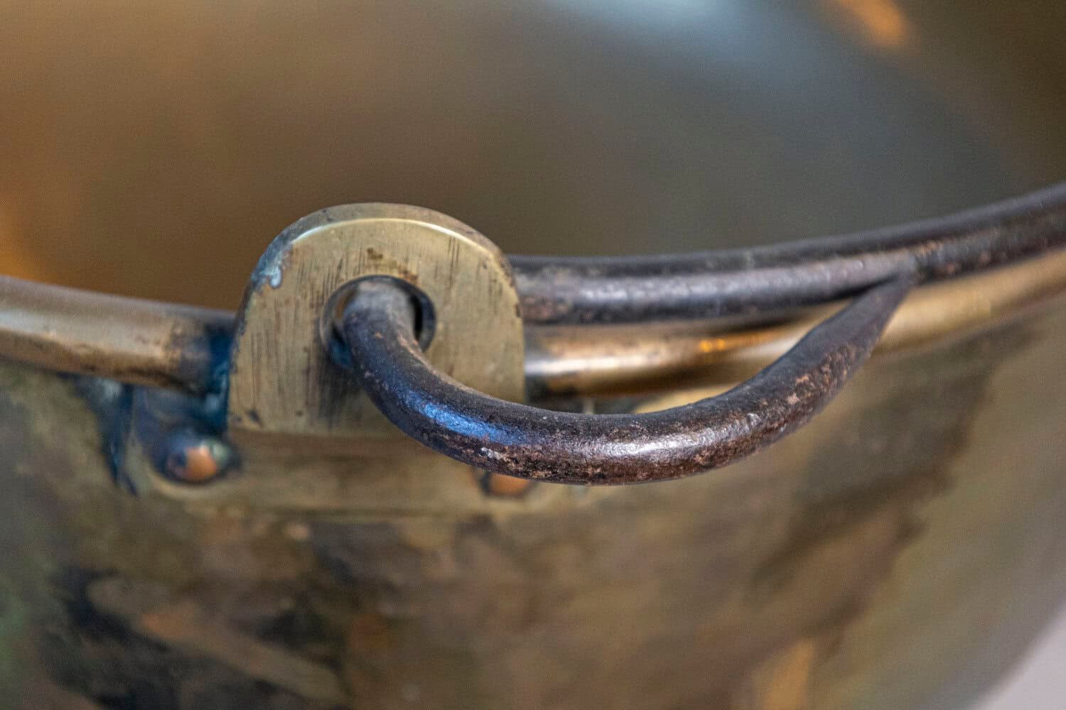 Large English Victorian Period Late 19th Century Brass Vessel with Handle - JAA