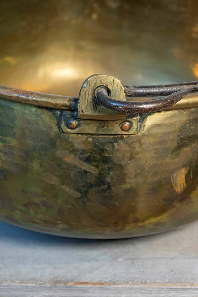 Large English Victorian Period Late 19th Century Brass Vessel with Handle - JAA