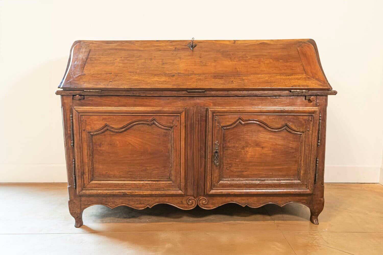 French Louis XV Period 18th Century Walnut Slant Front Secretary and Buffet - JAA